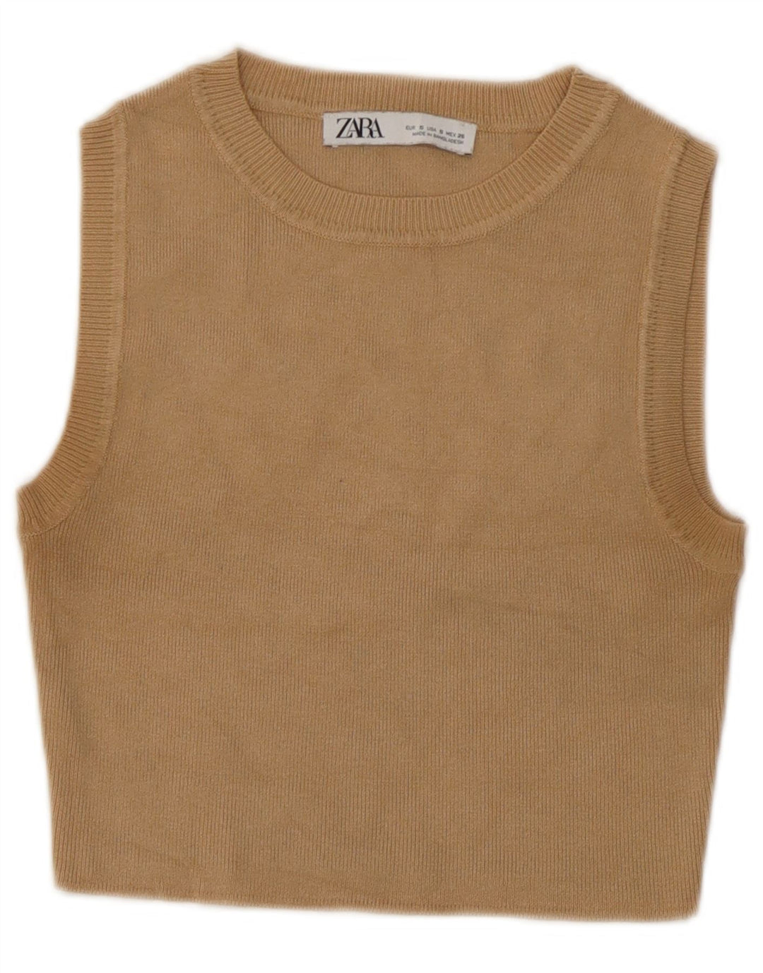 Zara Damen Crop Vest Top UK 10 Small Beige