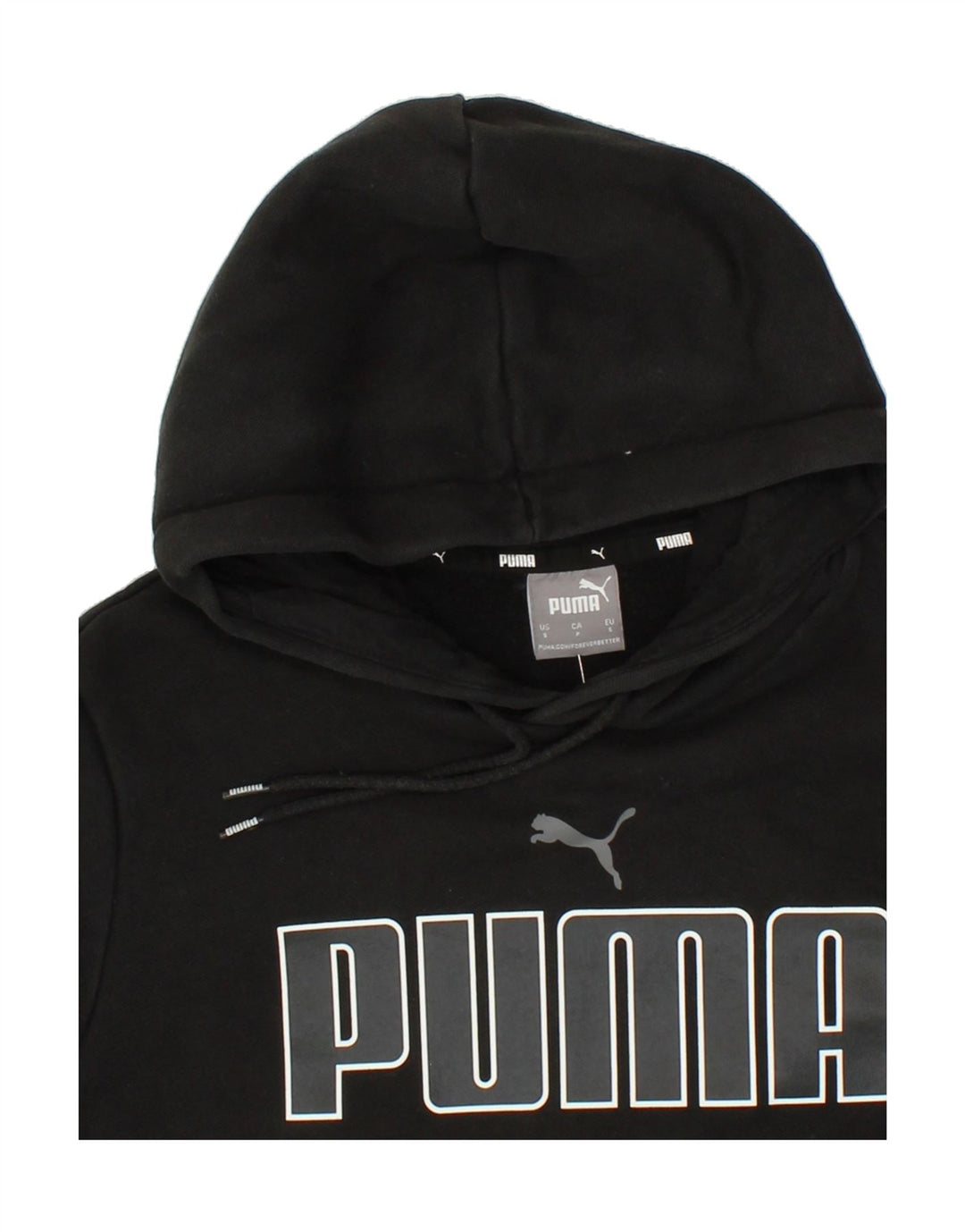 PUMA Mens Graphic Hoodie Jumper Small Black Cotton Vintage Puma and Second-Hand Puma from Messina Hembry 