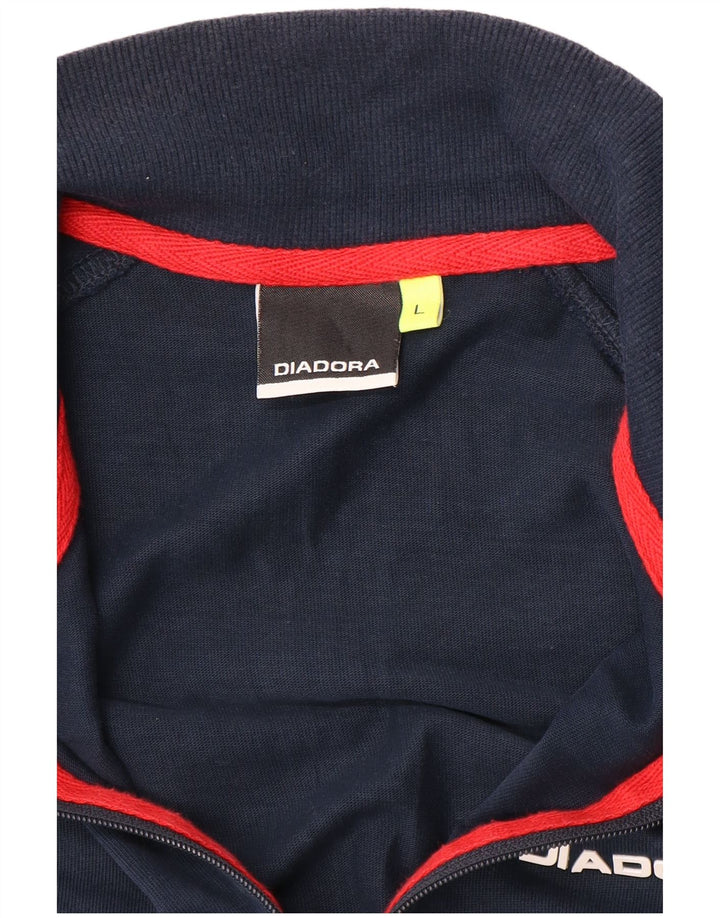Diadora Herren-Retro-Trainingsanzug-Oberteil, Jacke, groß, Marineblau, Farbblock