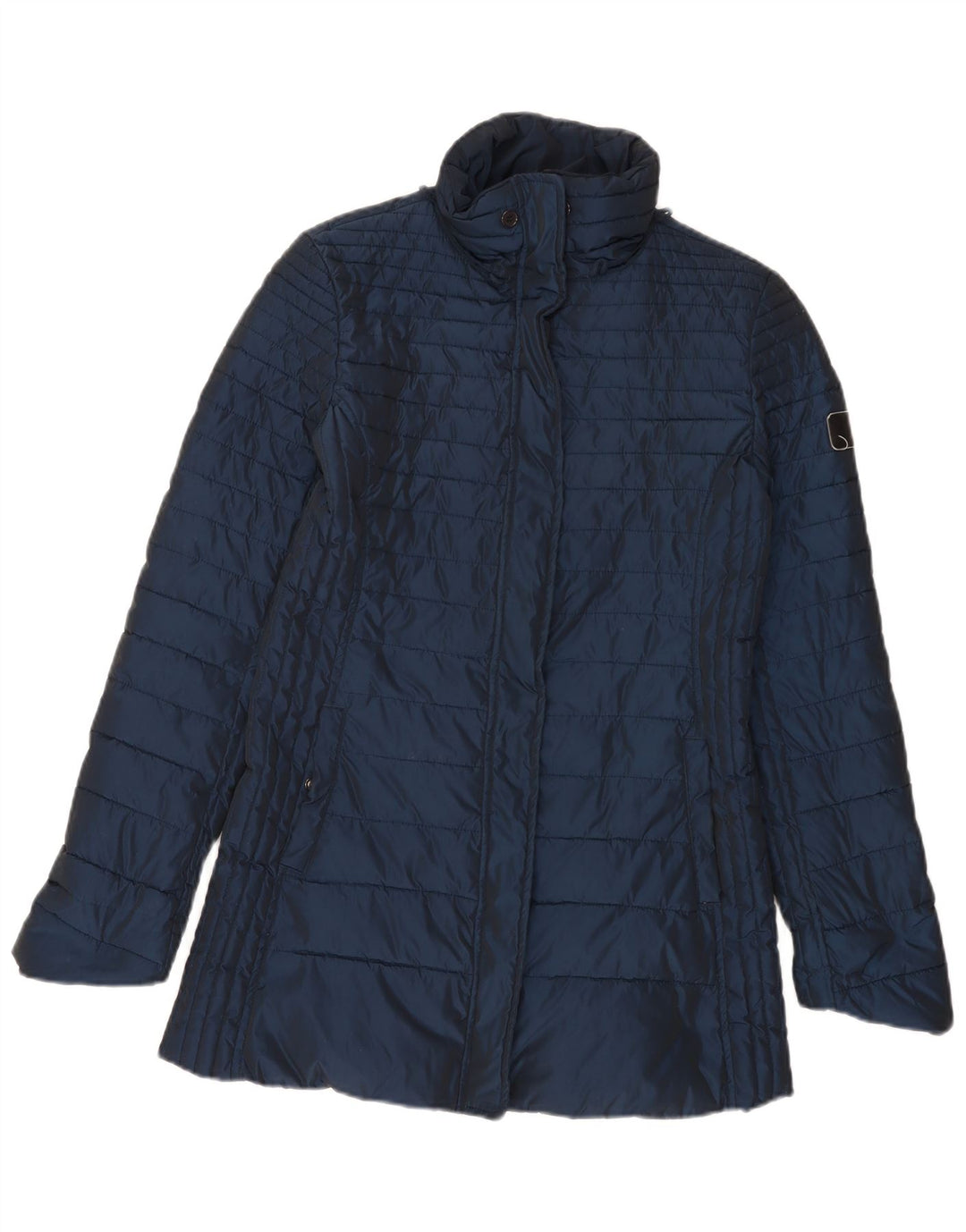Armani Jeans Damen gepolsterter Mantel EU 42 großes marineblaues Polyester