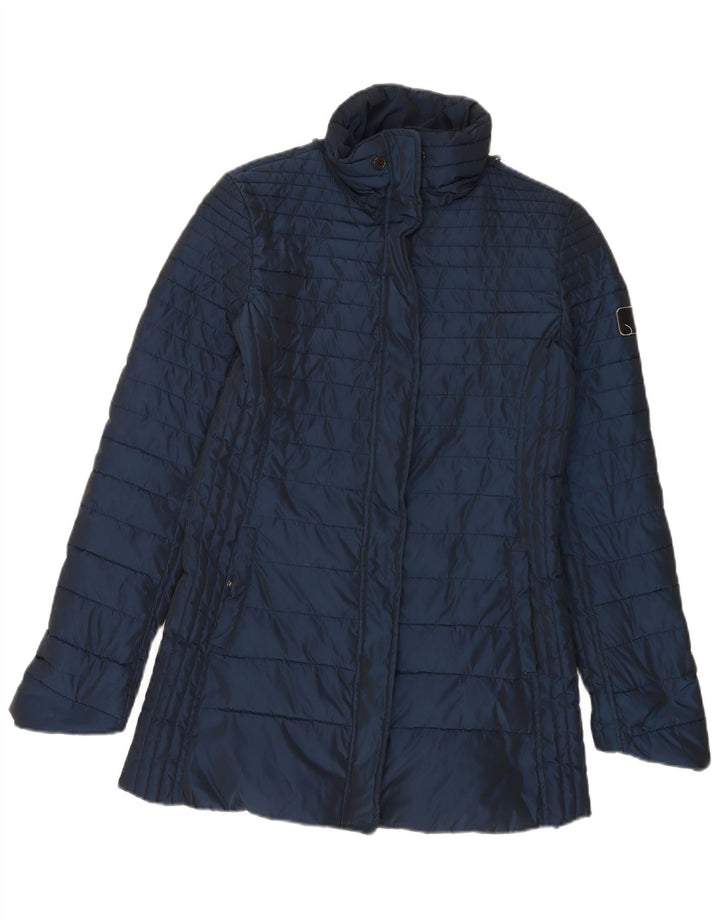 Armani Jeans Damen gepolsterter Mantel EU 42 großes marineblaues Polyester