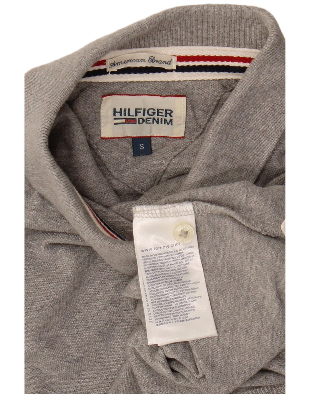 TOMMY HILFIGER Herren Poloshirt Small Grau Baumwolle