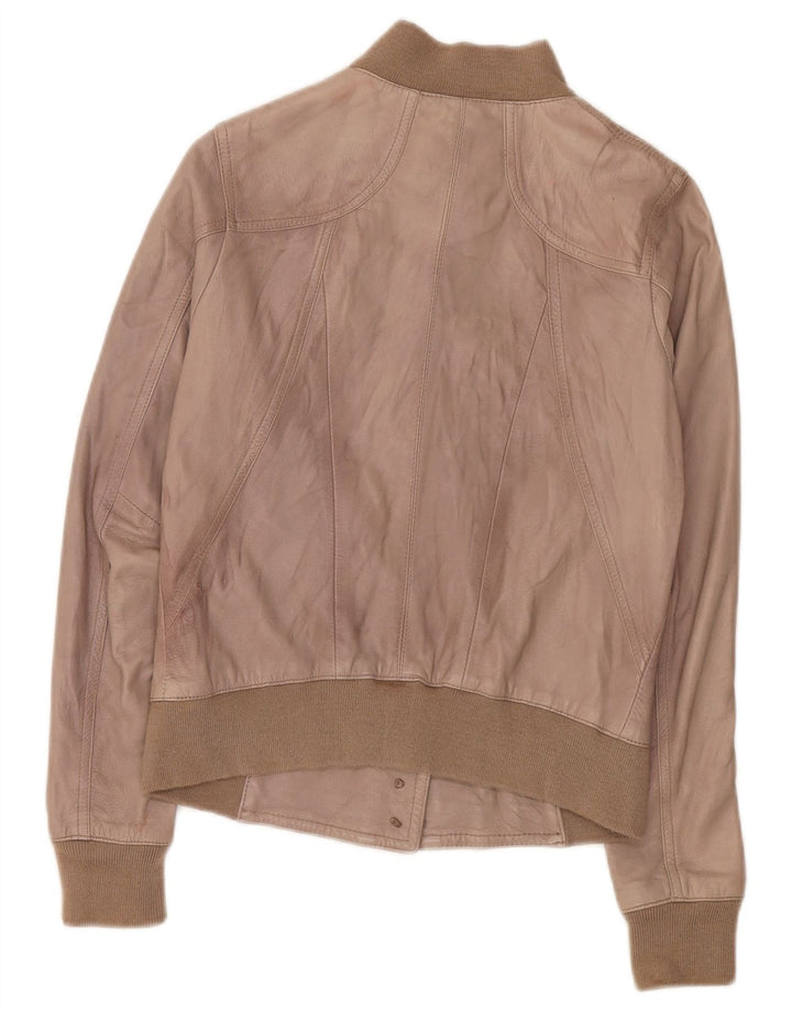 Zen Damen Crop Lederjacke UK 8 Kleines braunes Leder