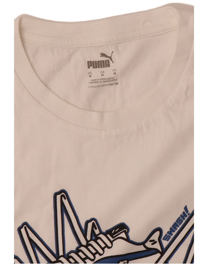 Puma Herren Grafik T-Shirt Top Mittelweiß