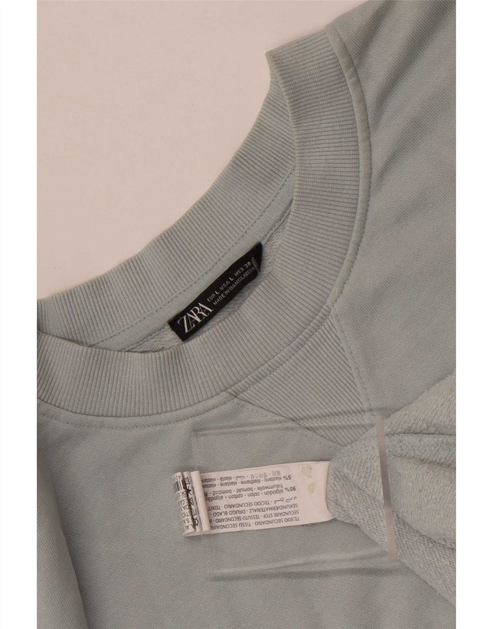 Zara Herren-Sweatshirt, Pullover, groß, aus blauer Baumwolle