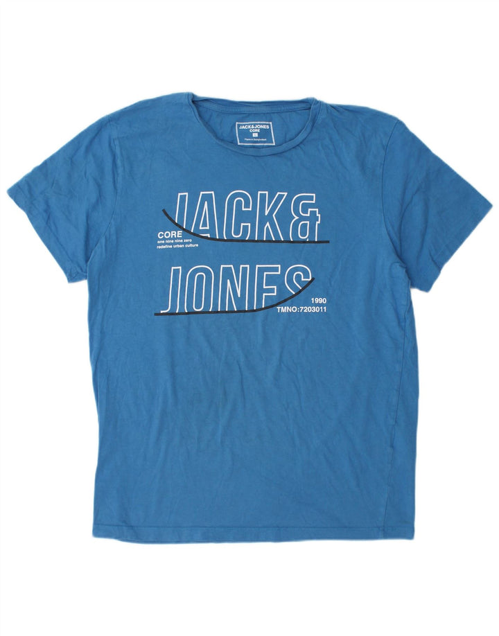 Jack & Jones Herren-T-Shirt mit Grafik, groß, aus blauer Baumwolle