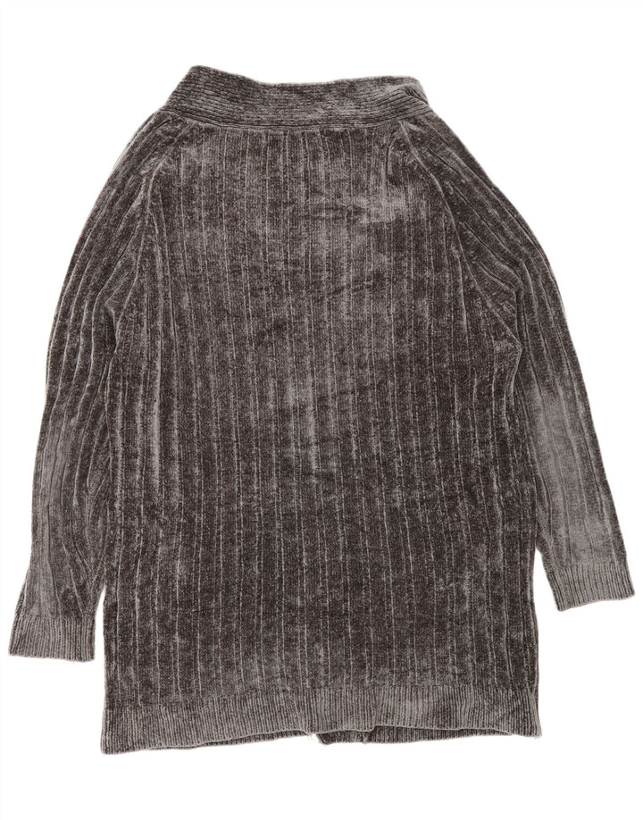 Zara Damen-Strickjacke, übergroß, lang geschnitten, offen, Gr. 14, Mittelgrau