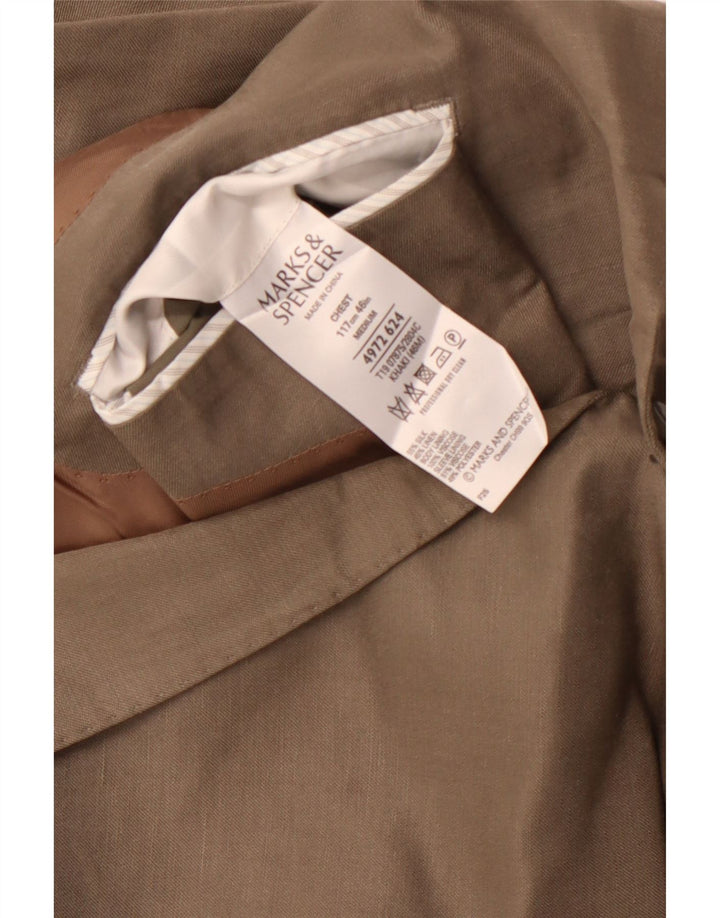 Marks & Spencer Herren-Blazer mit 2 Knöpfen, UK-Gr. 38, mittlere Khaki-Seide