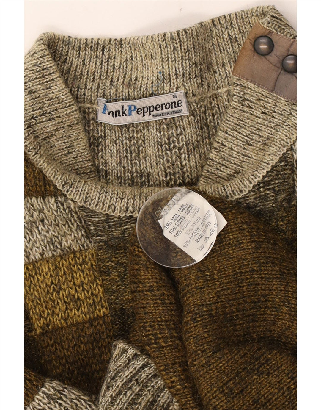 Frank Pepperone Herren-Pullover mit Rollkragen, XL, Khaki, gestreift, Wolle