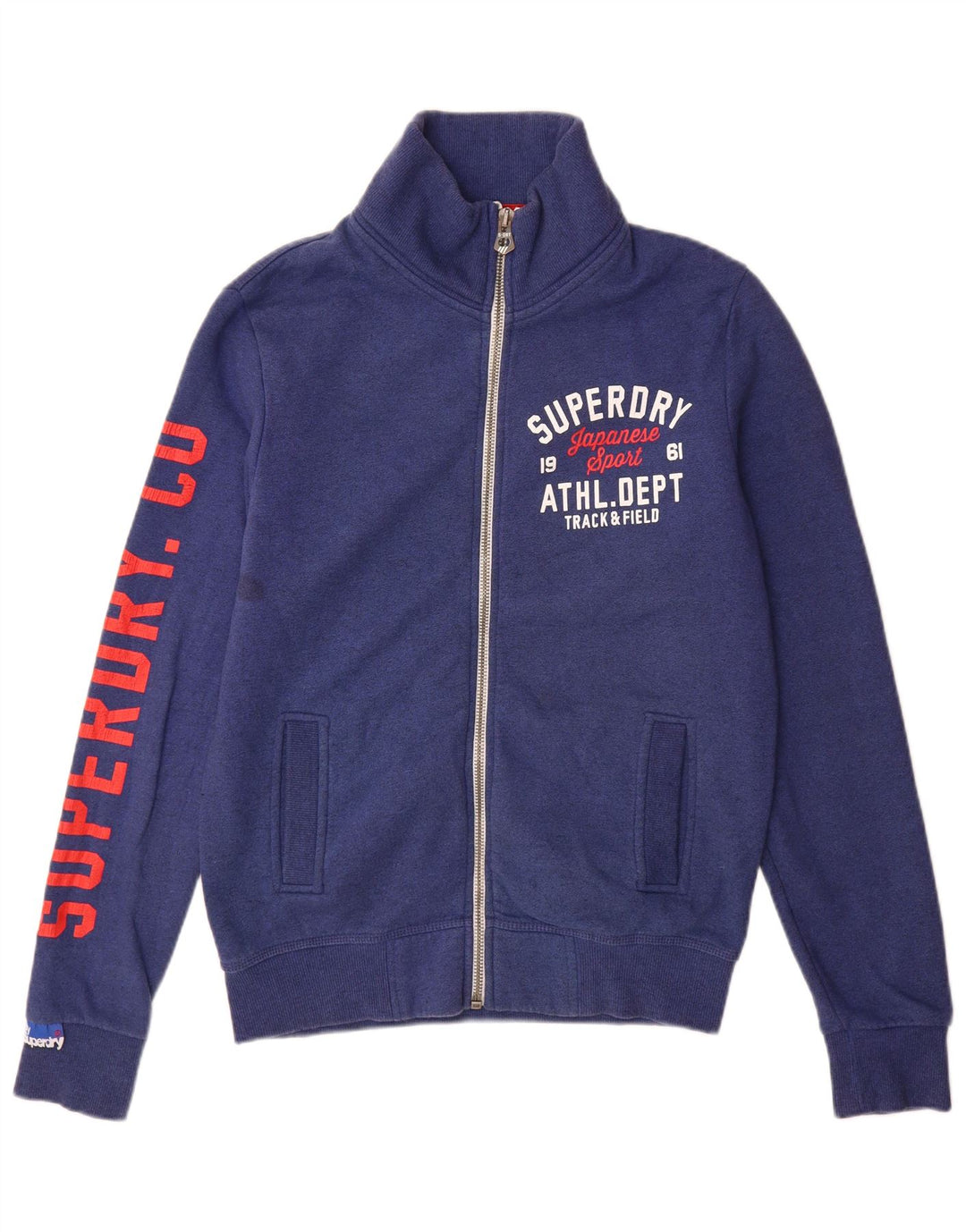 Superdry Herren-Trainingsanzug-Oberteil mit grafischem Muster, mittelmarineblaue Baumwolle
