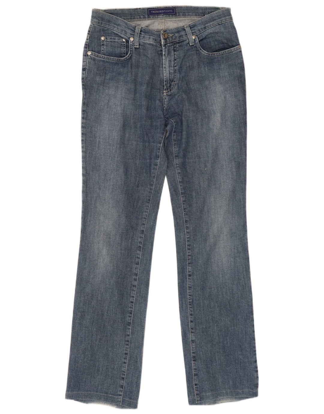 TRUSSARDI Damen Straight Jeans W26 L30 Blaue Baumwolle