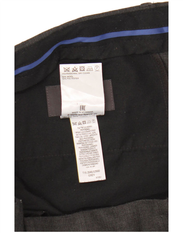 Maßgeschneiderte Slim-Anzughose für Herren von Marks & Spencer, W36 L33, grau karierte Wolle