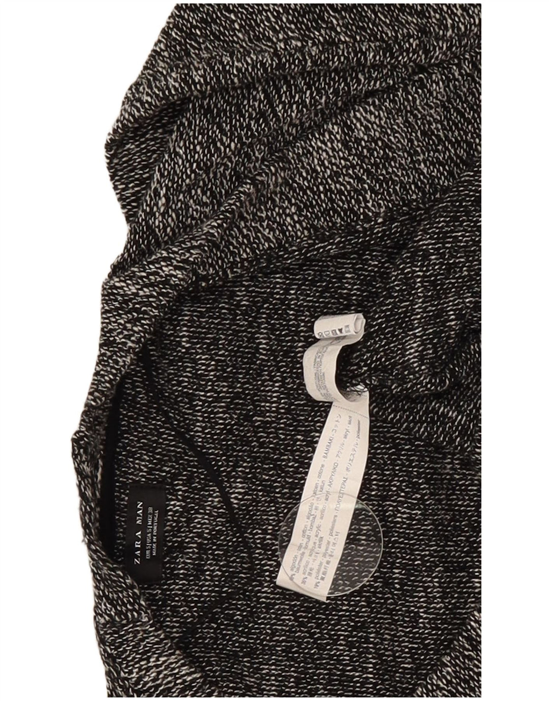 Zara Herren-Strickjacke, offener Pullover, klein, grau gesprenkelte Baumwolle