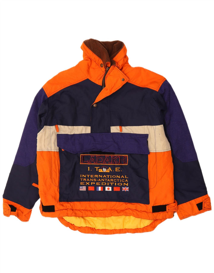 Ladakh Herren-Kapuzenpullover-Skijacke, UK 42, XL, Orange, Farbblock