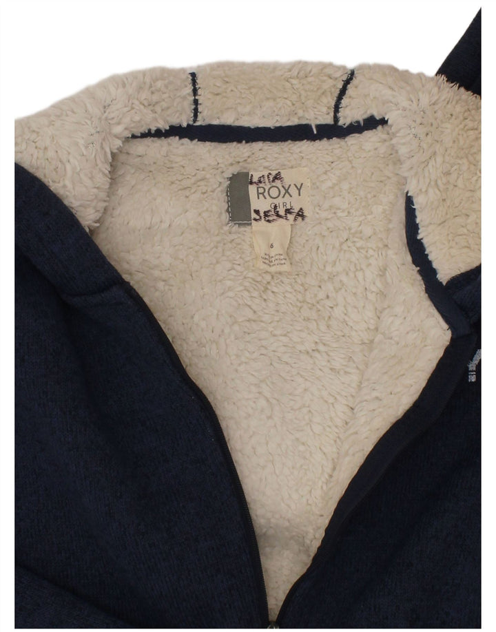 Roxy Mädchen-Kapuzenpullover mit grafischem Reißverschluss, 5–6 Jahre, Marineblau, Polyester