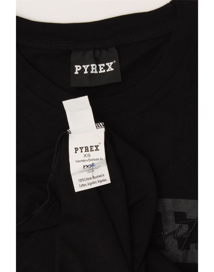 PYREX Mens Graphic T-Shirt Top XS Black Cotton