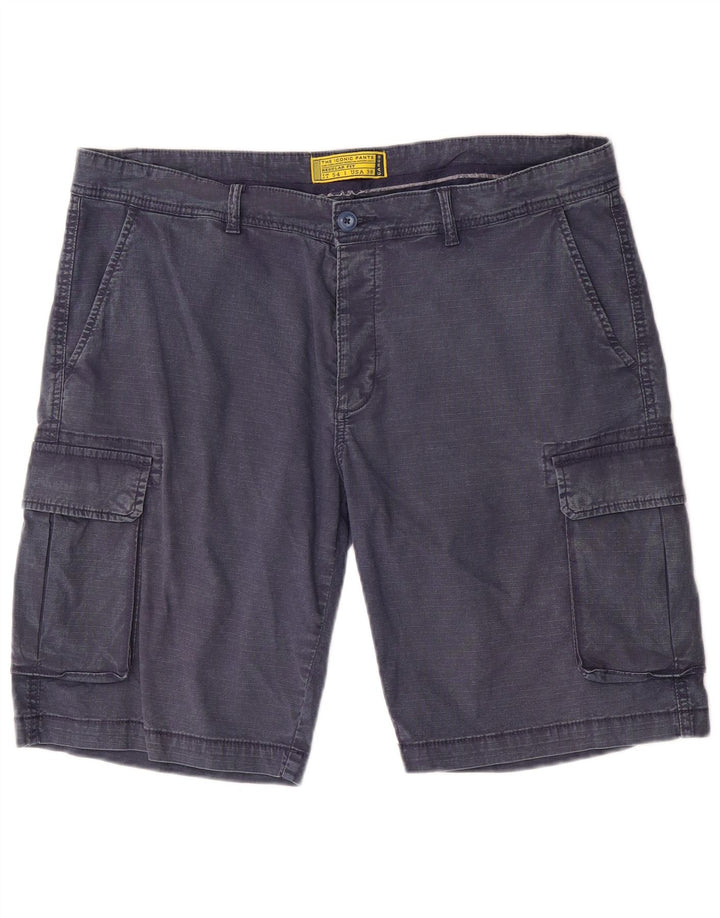 Vintage Herren-Cargoshorts mit normaler Passform, W38, XL, marineblaue Baumwolle