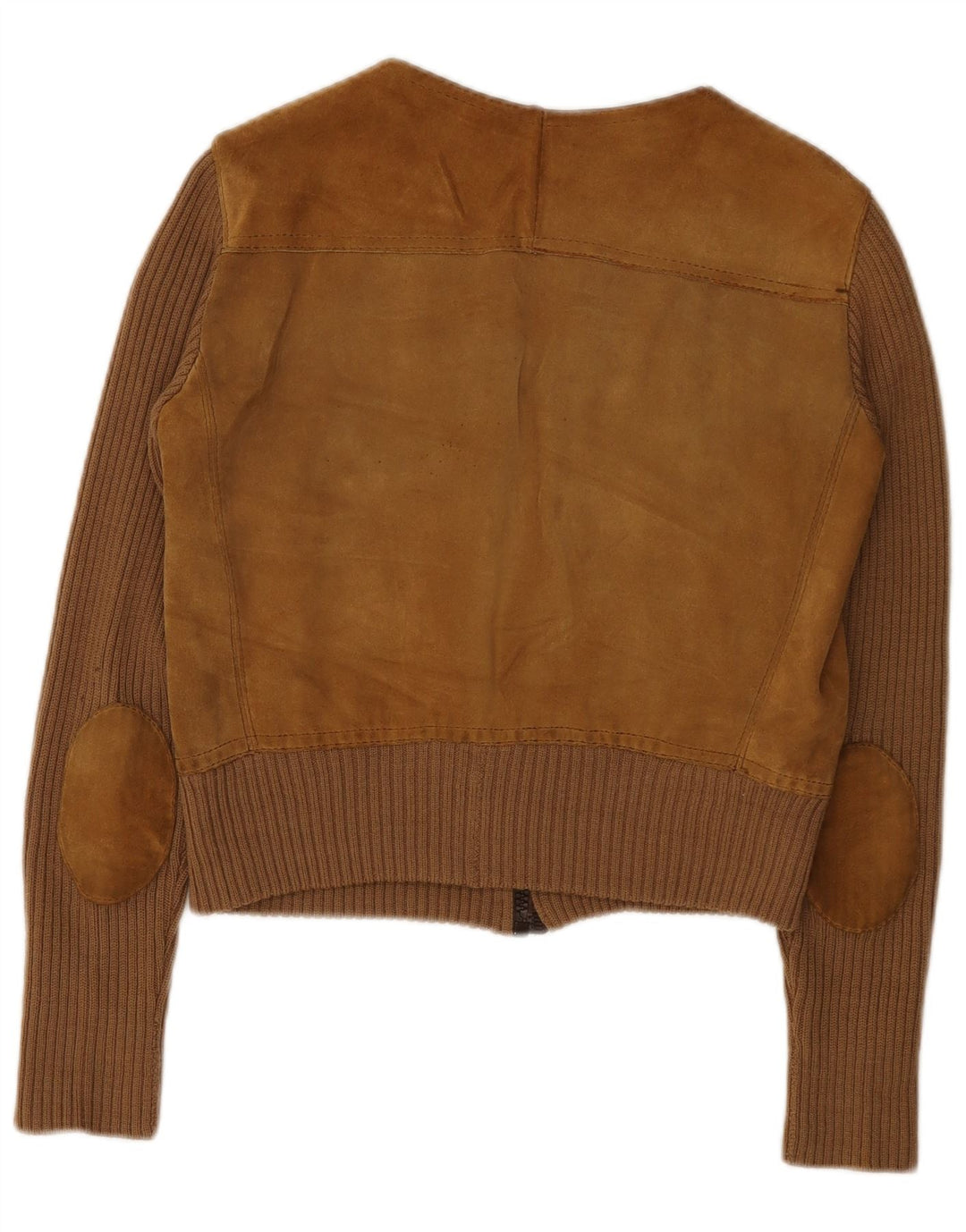 Vintage Damen Crop Wildlederjacke UK 14 Mittelbraun