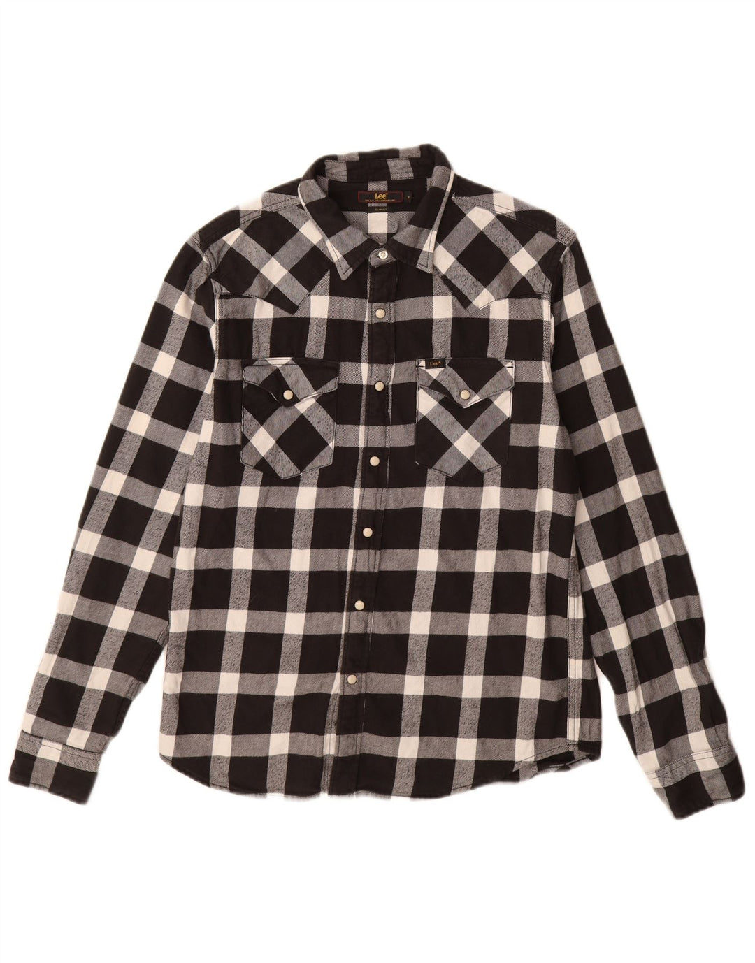 LEE Slim-Fit-Flanellhemd für Herren, mittelschwarz, kariert, Baumwolle