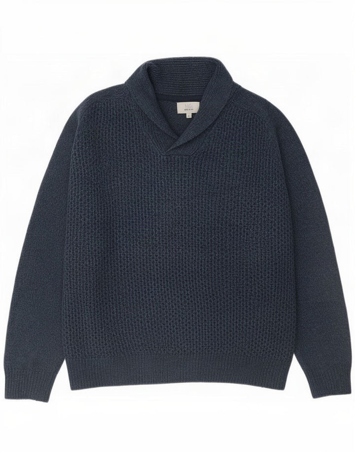 Marks & Spencer Herren-Pullover mit Schalkragen, reguläre Passform, Größe L, Marineblau