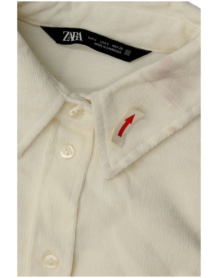 Übergroßes Cordhemd von Zara für Damen, UK 10, Größe S, gebrochenes Weiß, Polyester