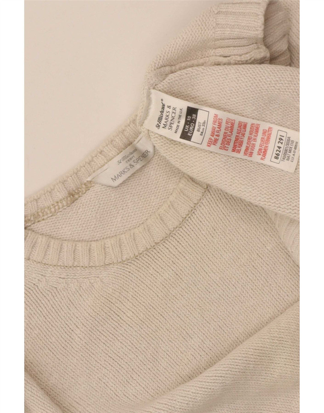 Marks & Spencer Damen-Pullover mit U-Boot-Ausschnitt, Gr. 10, Größe S, gebrochenes Weiß