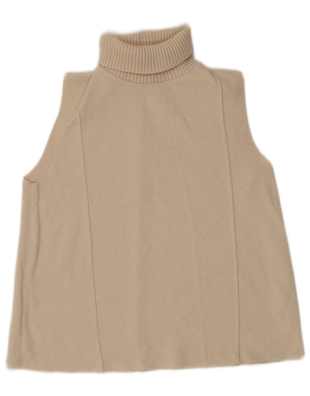 Zara Damen Rollkragen-Tanktop UK 14 Medium Off White Polyester