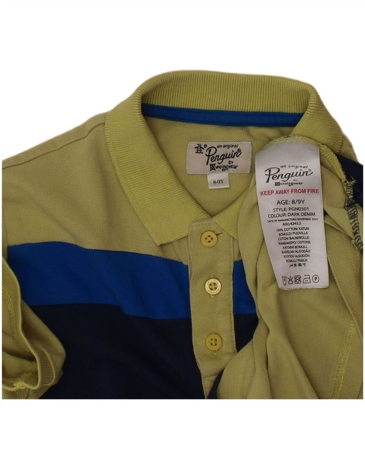 PINGUIN Poloshirt für Jungen, 8–9 Jahre, grüne Blockfarben-Baumwolle