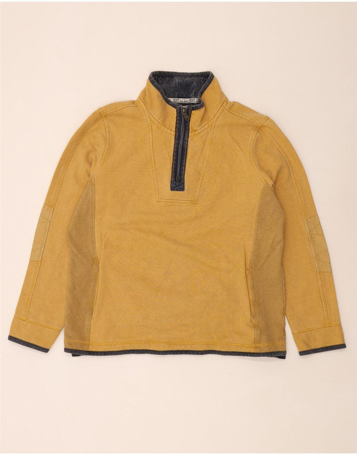 Fat Face Herren-Sweatshirt mit Reißverschluss am Hals, 2XL, gelbe Baumwolle