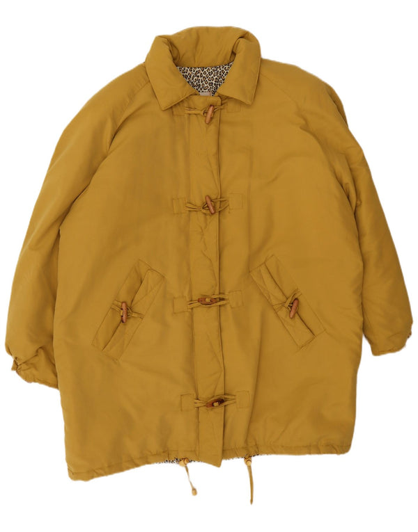 Vintage Damen Loose Fit Gepolsterter Mantel UK 20 2XL Gelbes Polyester