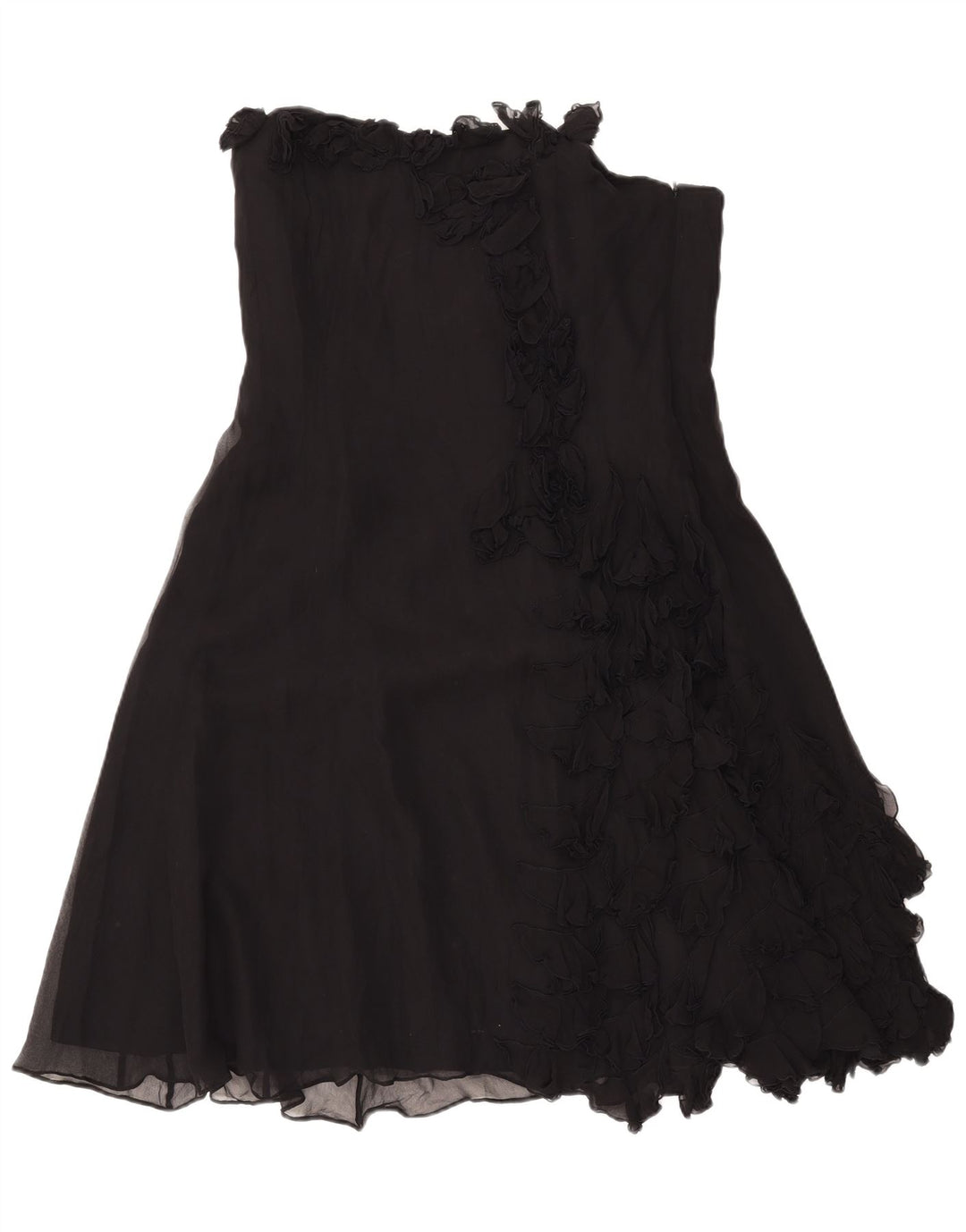 Coast Trägerloses Damenkleid mit Rüschen vorne, UK 18, XL, schwarze Seide