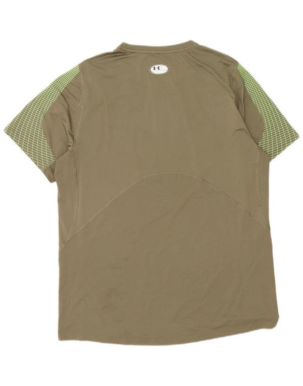 Under Armour Herren Heat Gear T-Shirt Top XL Khaki Geometrisch