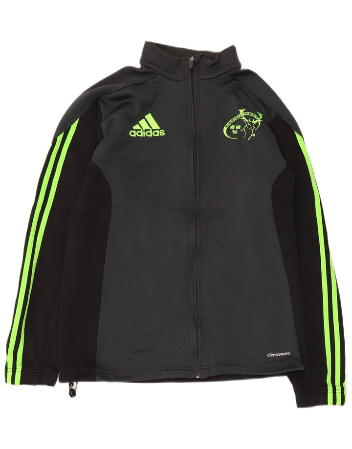 Adidas Damen Munster Rugby Trainingsanzug Top Jacke UK 14 Mittelgrau