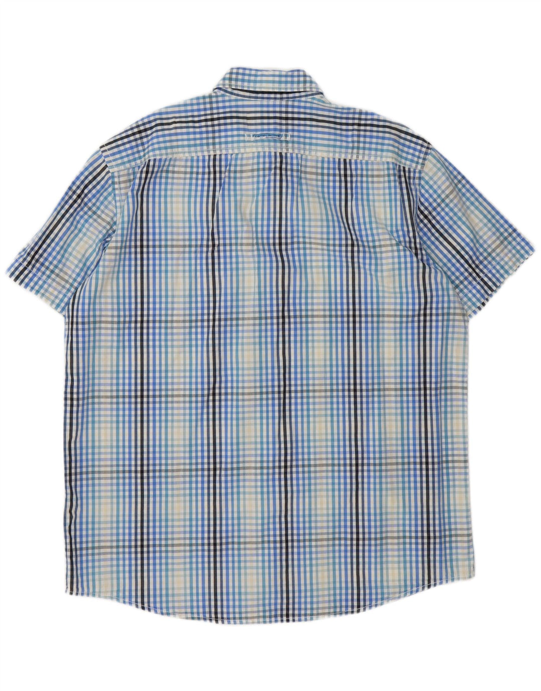 Camel Active Herren-Kurzarmhemd XL aus blauer Gingham-Baumwolle