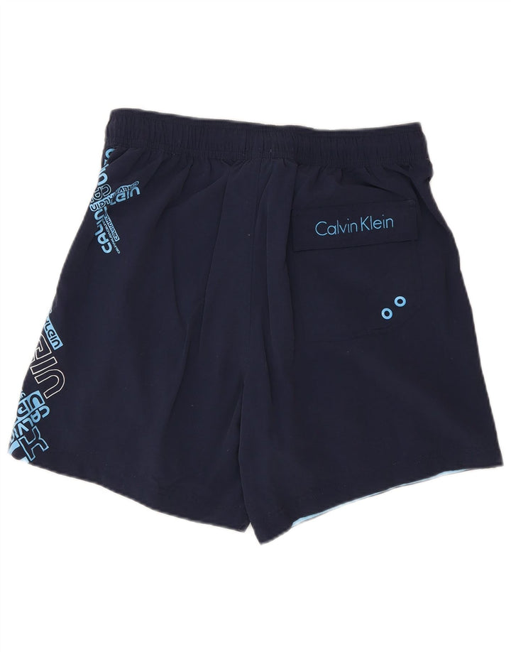Calvin Klein Herren Badeshorts mit Grafik, Größe S, marineblaues Nylon