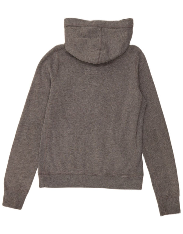 Abercrombie & Fitch Womens Graphic Hoodie Jumper UK 12 Medium Grey Cotton