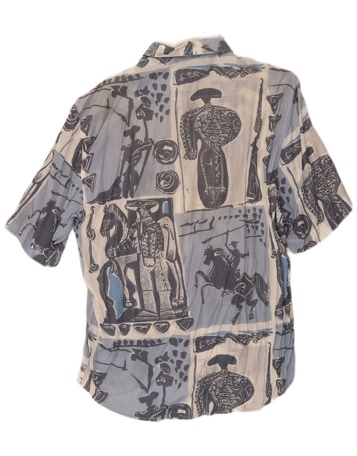 Togo Herren Grafik Kurzarmhemd XL Blau Patchwork Baumwolle