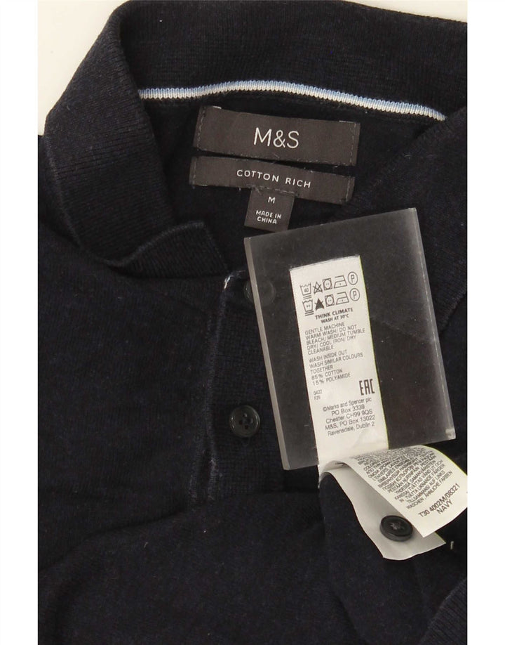 Marks & Spencer Herren-Poloshirt, mittelmarineblaue Baumwolle