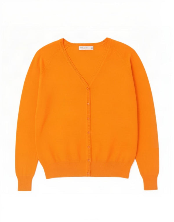 Zara Damen Strickjacke UK 18 XL Orange Baumwolle