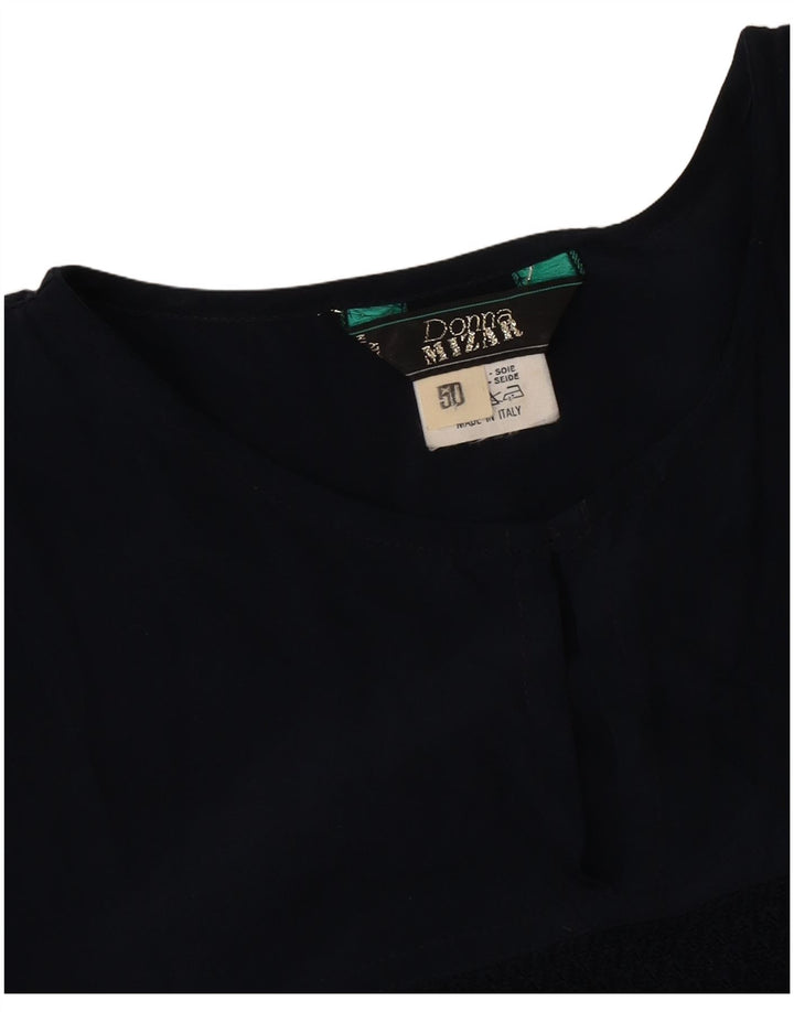 Donna Mizar Damen Bluse Top IT 50 XL Marineblaue Seide