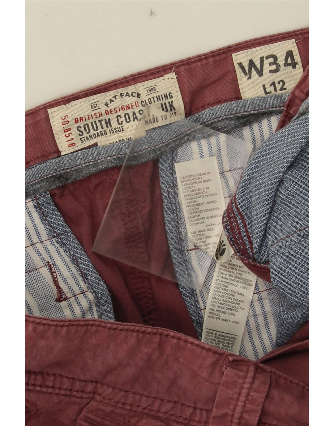 Fat Face Herren-Cargo-Shorts W34, große rote Baumwolle