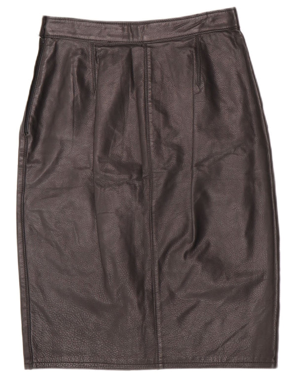 Vintage Damen High Waist Lederrock IT 42 Medium W26 Schwarz