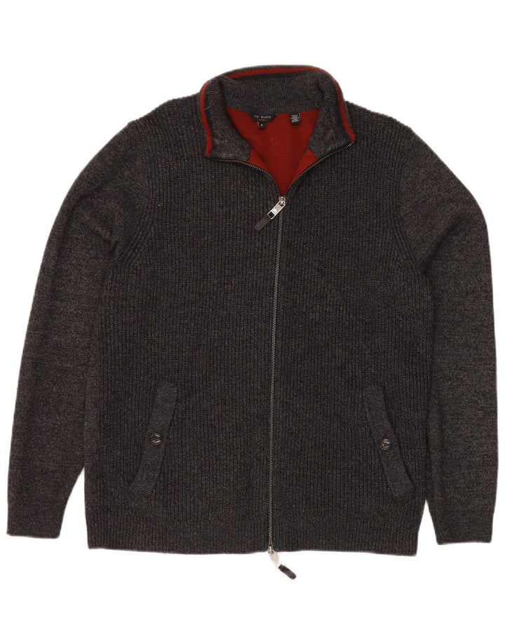 TED BAKER Herren-Strickjacke, Größe 4, groß, graues Polyester