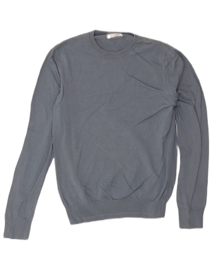 Marks & Spencer Herren-Pullover mit Rundhalsausschnitt, Größe S, blau, Baumwolle