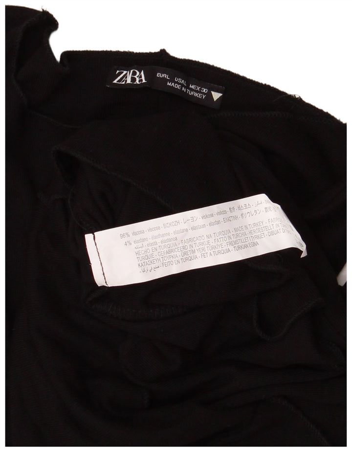 Zara Damen Crop Top Langarm UK 14 Große schwarze Viskose