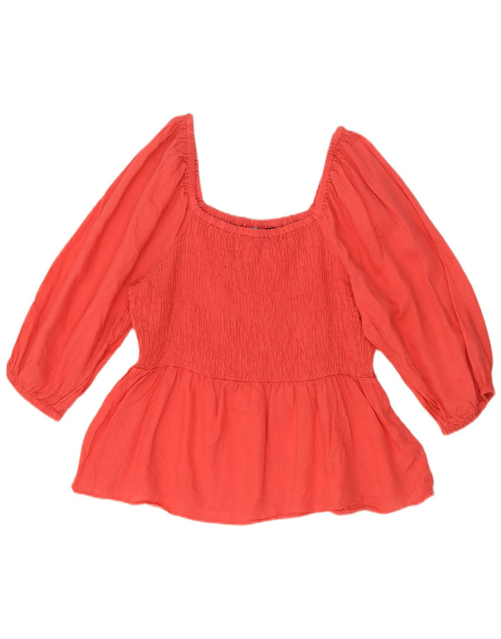 Marks & Spencer Damen-Blusenoberteil mit 3/4-Ärmeln, UK-Größe 44, Größe L, rotes Leinen