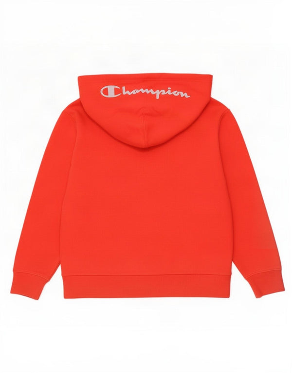 Champion Mädchen-Kapuzenpullover mit grafischem Reißverschluss, 9–10 Jahre, mittelrote Baumwolle