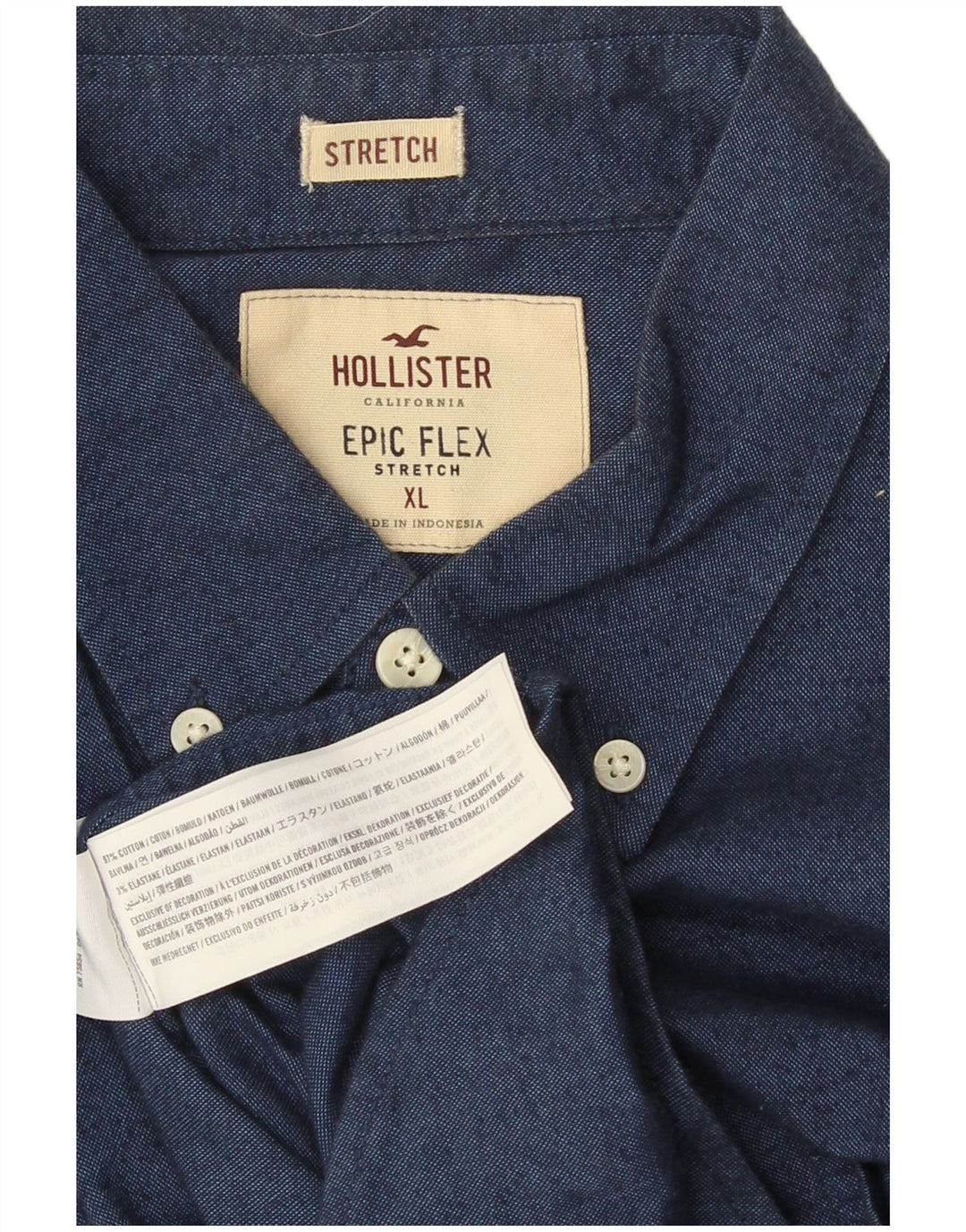 Hollister Herrenhemd XL, blaue Baumwolle