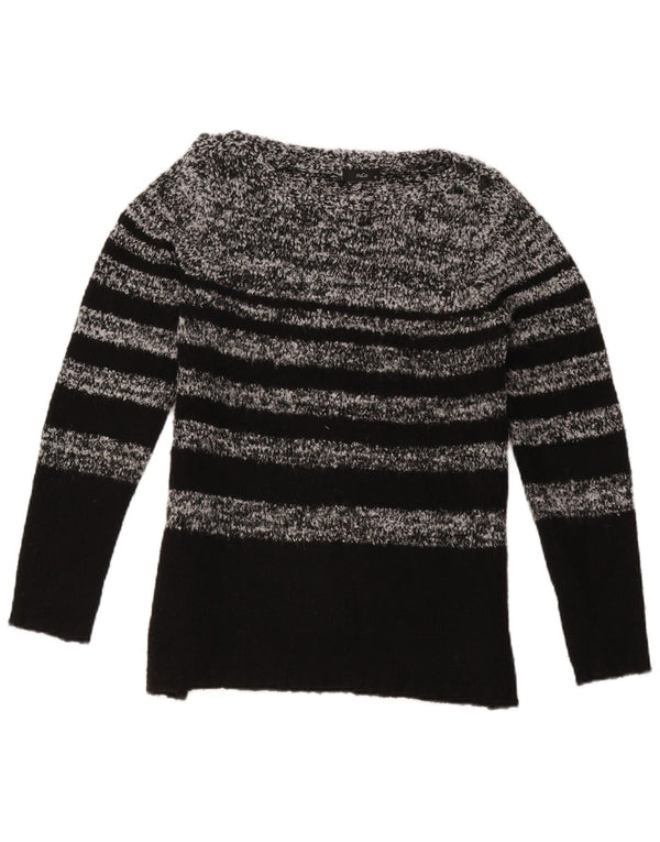 M&Co Damen-Pullover mit U-Boot-Ausschnitt, UK 12, Mittelschwarz, gestreift, Acryl
