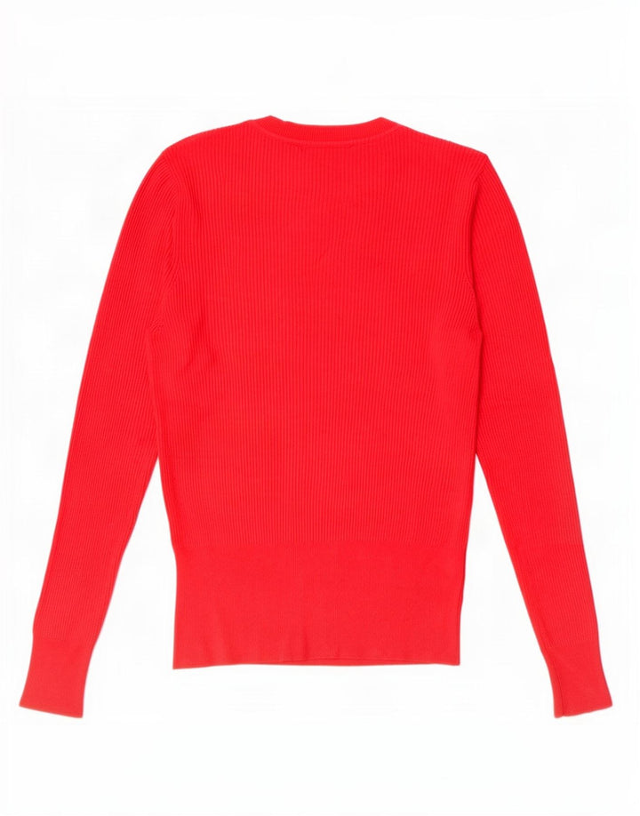 Marks & Spencer Damen-Pullover mit Rundhalsausschnitt, UK 14, Größe L, rote Viskose